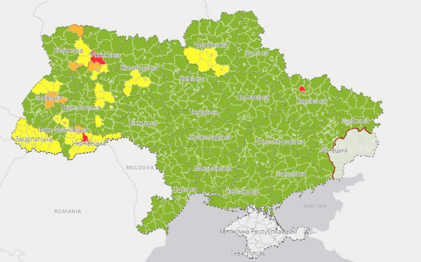 Список карантинных зон в Украине обновили