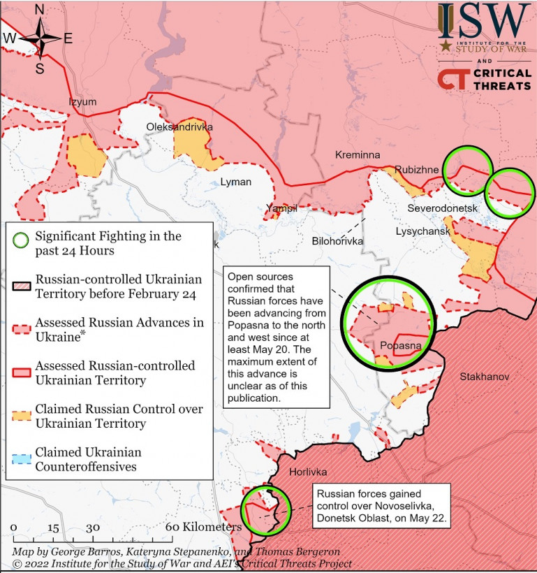 Росіяни оточують Сєвєродонецьк і посилюють угруповання на північ від Харкова - ISW