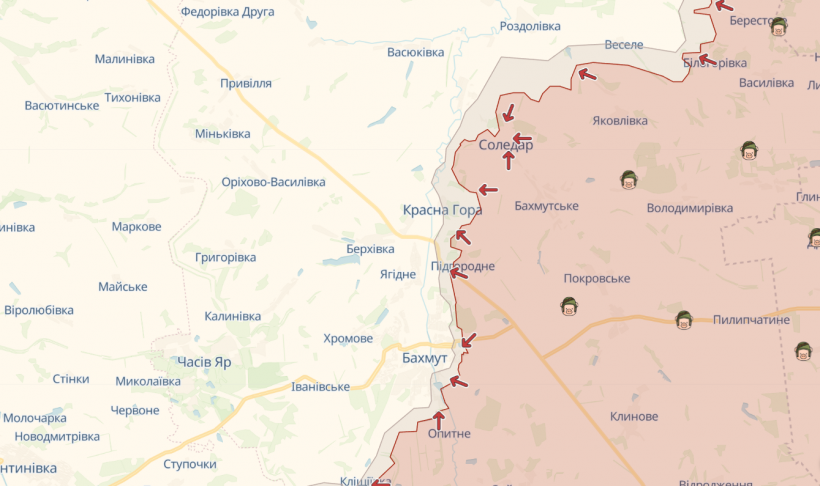 Запеклі бої за Соледар: актуальна карта війни в Україні