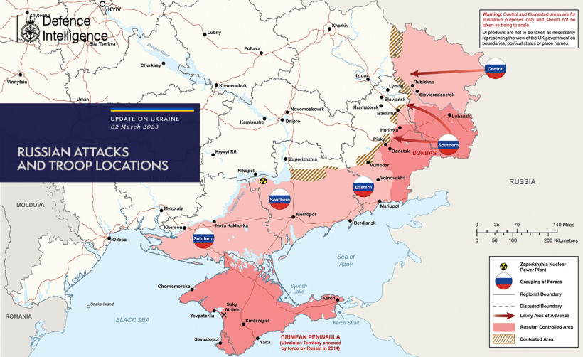 Що відбувається на фронті 2 березня: карта від британської розвідки 