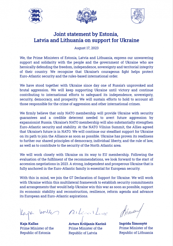 Гарантій безпеки для України: країни Балтії приєдналися до декларації G7
