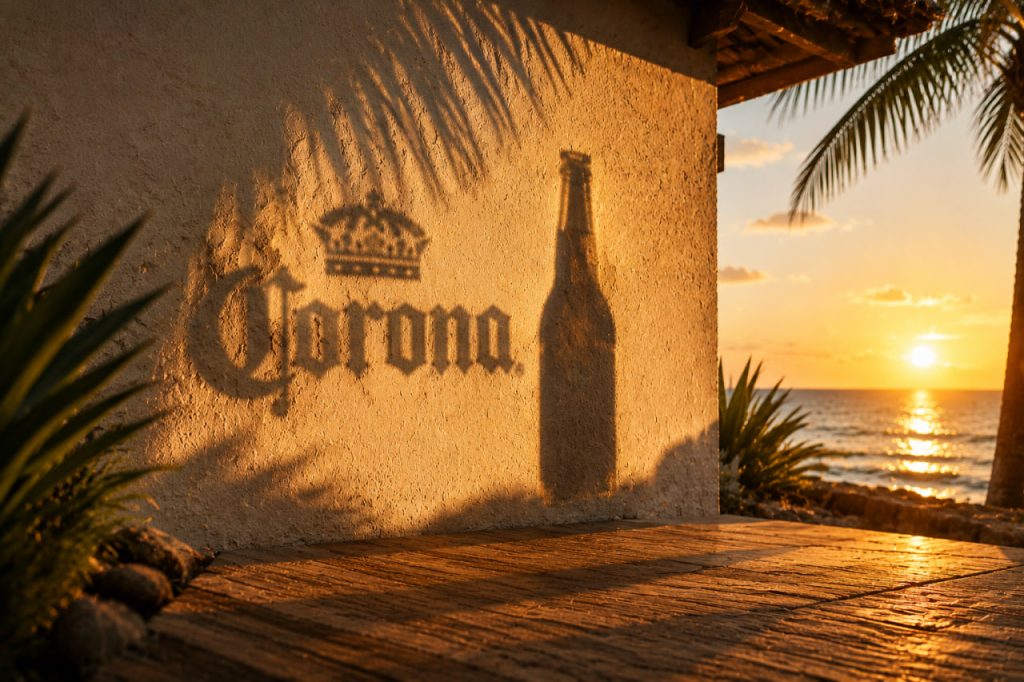 Corona створила рекламу, яку видно лише на заході сонця: як тіні перетворюються на силует пляшки