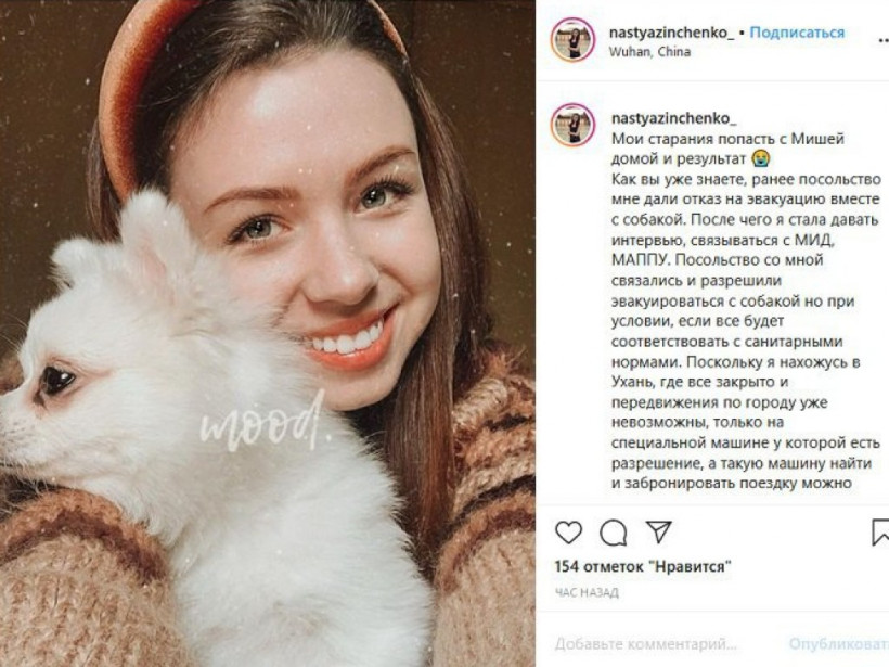 Украинку не эвакуировали из Китая из-за собаки (ФОТО)